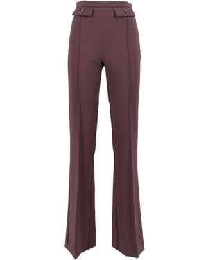 Elisabetta Franchi High-Waisted Flared Trousers With Decorative Button Details - Purple