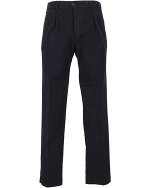 SLOWEAR INCOTEX Dark Ducale Tailored Straight-Leg Trousers - Blue