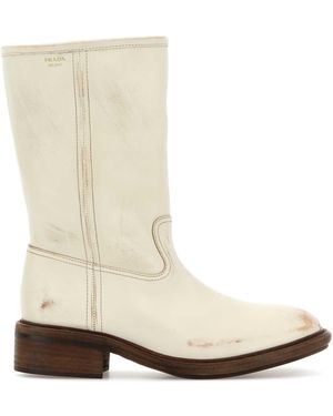 Prada Leather Boots - White