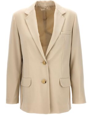 Helmut Lang Single-Breasted Wool Blend Blazer - Natural