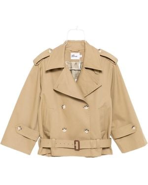 Self-Portrait Self Portrait Trench Jacket - Natural