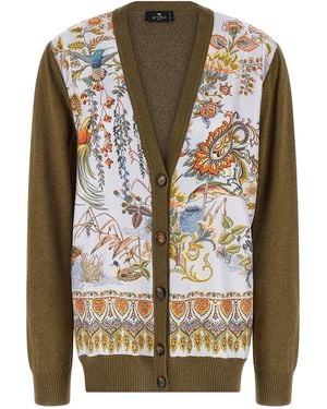 Etro Paisley Silk Insert Cardigan - Green