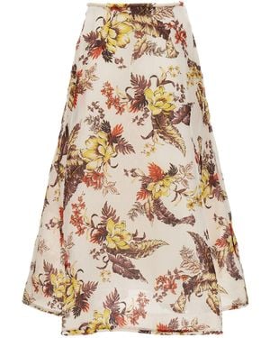 Zimmermann Matchmaker Printed Linen-blend Maxi Skirt - Natural