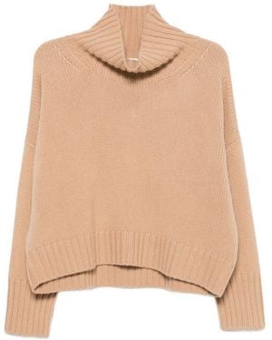 Soft Goat Cashmere Turtle-Neck Jumper - Natural