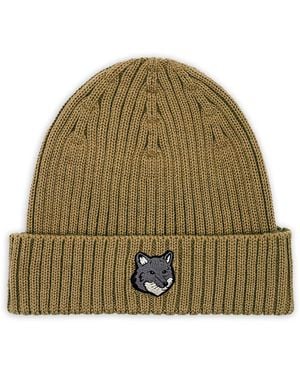 Maison Kitsuné Fox Head Large Beanie - Green