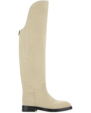 DURAZZI MILANO Sand Suede Equestrian Boots - White
