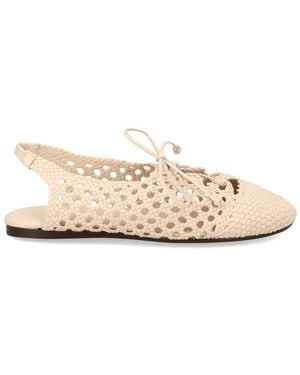 Hereu Woven Lace-Up Ballet Flats - Natural