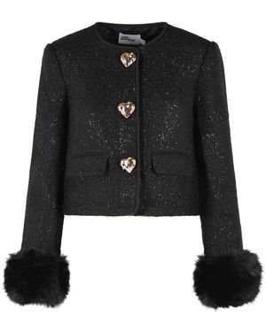 Self-Portrait Wool Blend Jacket - Black