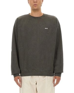 Obey Cotton Sweatshirt - Grey