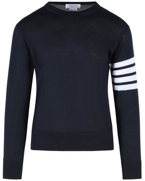 Thom Browne 'classic 4 Bar' Trui Van Marineblauwe Merinowol