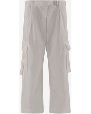 Tory Burch Cotton Cargo Pants With Adjustable Waistband - Grau