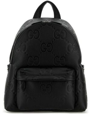 Gucci Jumbo Gg Leather Gg Backpack - Black