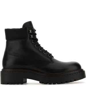 Prada Black Leder -Knöchelstiefel - Schwarz
