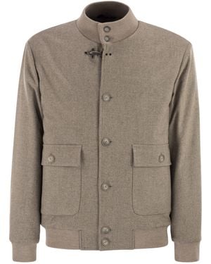 Fay Virgin Wool Bomber Jacket - Brown