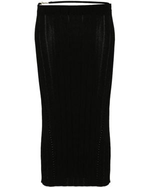 Jacquemus Lamb Leather Midi Skirt - Black