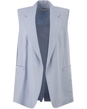 Sportmax Spxmaggio Op Maat Gemaakt Mouwloos Vest Van Viscose En Papiermix Met Revers - Blauw