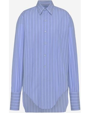 Maison Margiela Cotton Shirt With Striped Pattern - Blue