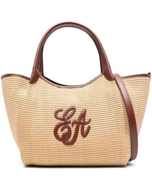 Emporio Armani Medium Straw Tote Bag - Natural