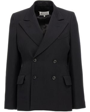 Maison Margiela Tailored Double-Breasted Wool Blazer - Black