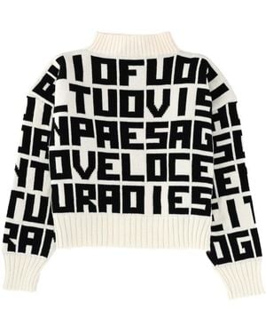 MSGM Lettered Sweater Virgin Wool Acrylic Sweaters - Black
