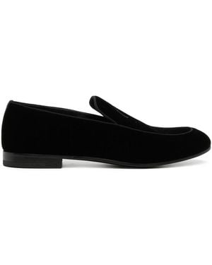 Giorgio Armani Loafer aus Samt mit aufgesticktem Logo - Schwarz