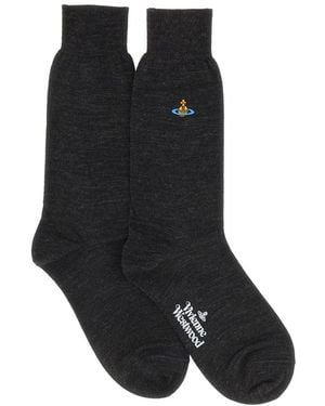 Vivienne Westwood Calzini Con Ricamo Orb - Black