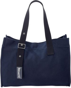 Vilebrequin Roll Up Cotton Beach Bag With Adjustable Shoulder Strap - Blue
