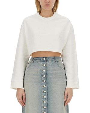 Courreges Cropped Sweatshirt With Relaxed Fit - White