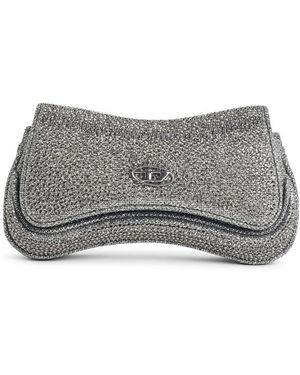DIESEL Clutch "Play" aus silbernem Glitzerstoff - Grau