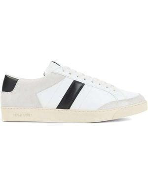 Tom Ford Suede Grain Leather Low Top Sneakers - White
