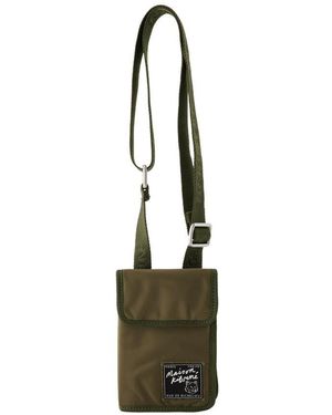 Maison Kitsuné POUCHA NECLO Crossbody Nylon Khaki - Metálico