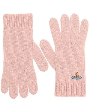 Vivienne Westwood Gloves With Orb Embroidery Cashmere - Pink