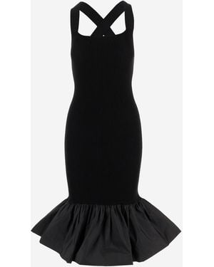 Patou Vestido largo de mezcla de algodón elástico - Negro