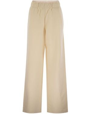 Moncler Wide-Leg Cotton Sport Trousers - Natural