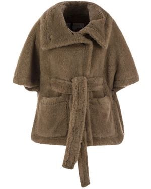 Max Mara Amato Teddy Fabric Hood With Belt - Brown
