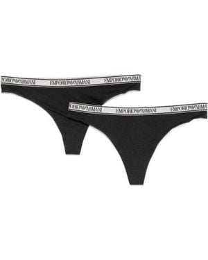 Emporio Armani Lot De Deux Strings À Logo À La Taille - Black