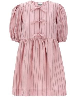 Ganni Abito Con Fiocco - Rosa