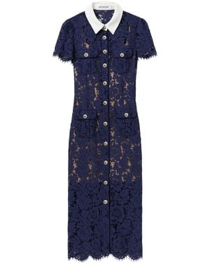 Self-Portrait Lace Long Dress - Blue