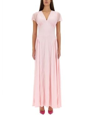 ROTATE BIRGER CHRISTENSEN Long Dress With Draped Silhouette - Pink