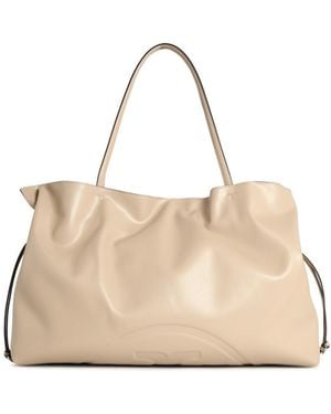 Tory Burch Große "Shopping Ella Natuura"-Tasche von mit hellsteinigem Lear-Kordelzug - Natur