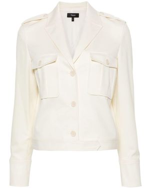 Theory Peak-Lapels Cropped Jacket - White