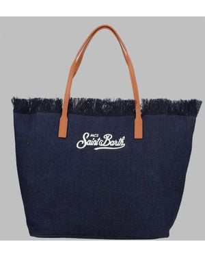 MC2 Saint Barth Shoulder Bag City With Fringe Cotton Polyester - Blue