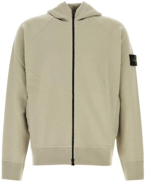 Stone Island Solid Zip Up Hoodie - Natural