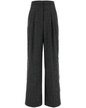 PT Torino Embroidered Wool-Blend Wide-Leg Trousers - Black