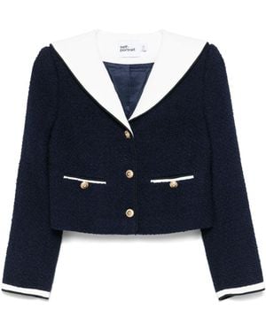 Self-Portrait Self Portrait Bouclé Short Jacket - Blue