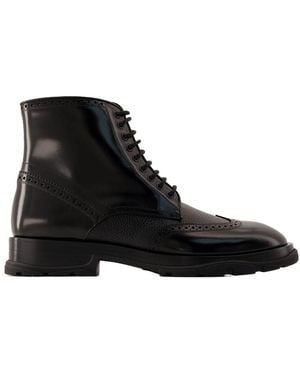 McQueen Botines con cordones Leather Black - Negro