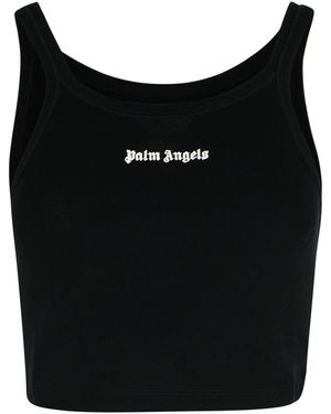 Palm Angels Schwarzes Baumwolloberteil