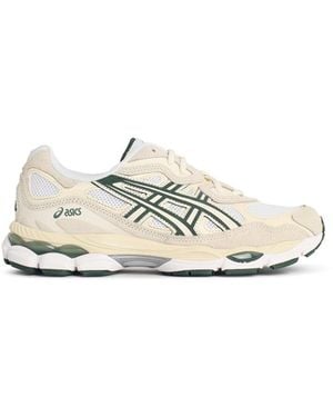 Asics "Gel Nyc"-Sneaker aus elfenbeinfarbenem und waldgrünem Lear-Mischgewebe - Weiß