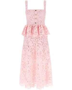 Self-Portrait Lace Peplum Midi' Dress - Pink