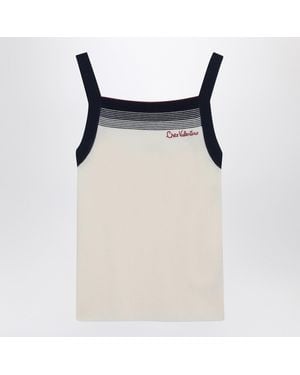 Valentino Top With Chez Embroidery - Natural
